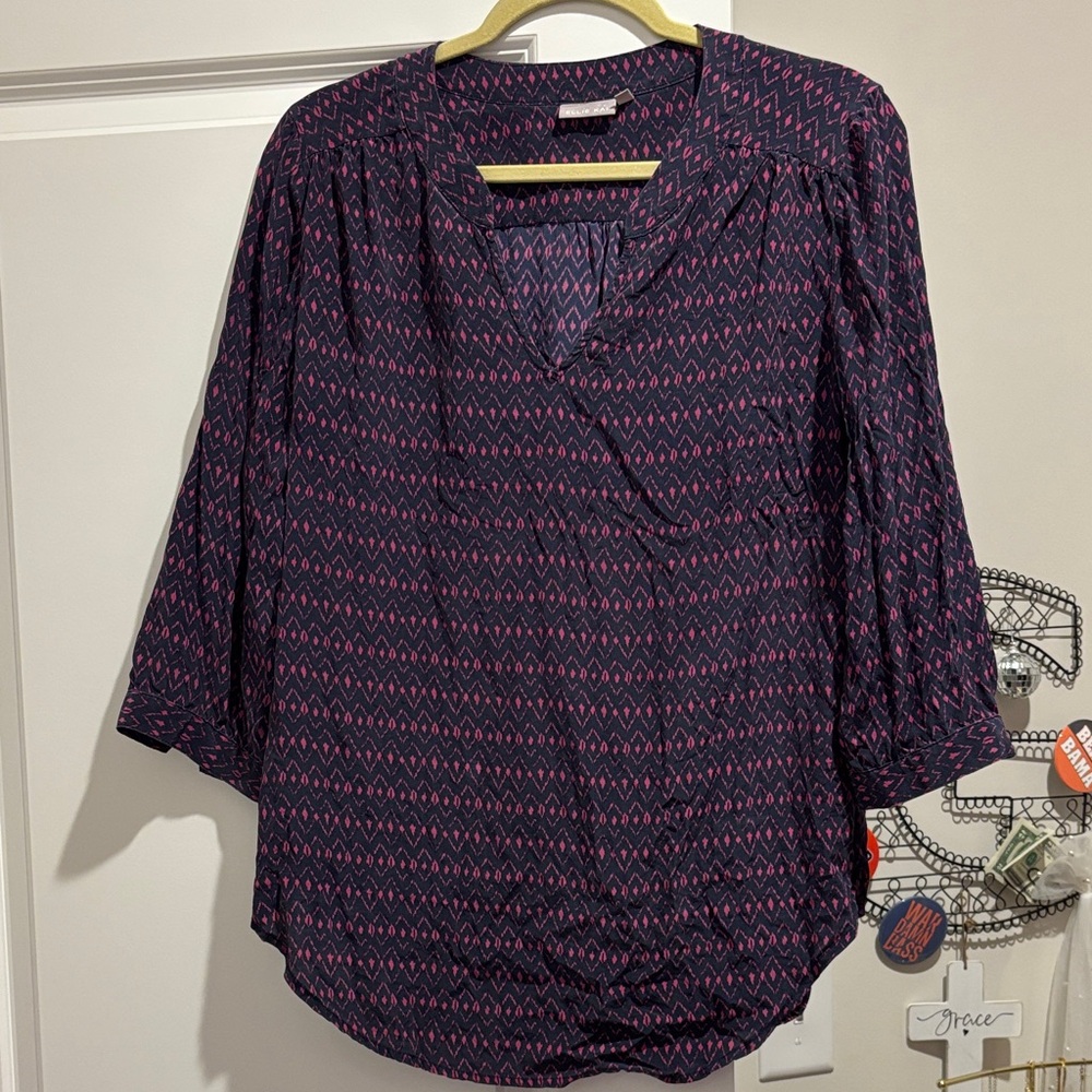 100% Silk Ellie Kai Pink and Purple Blouse